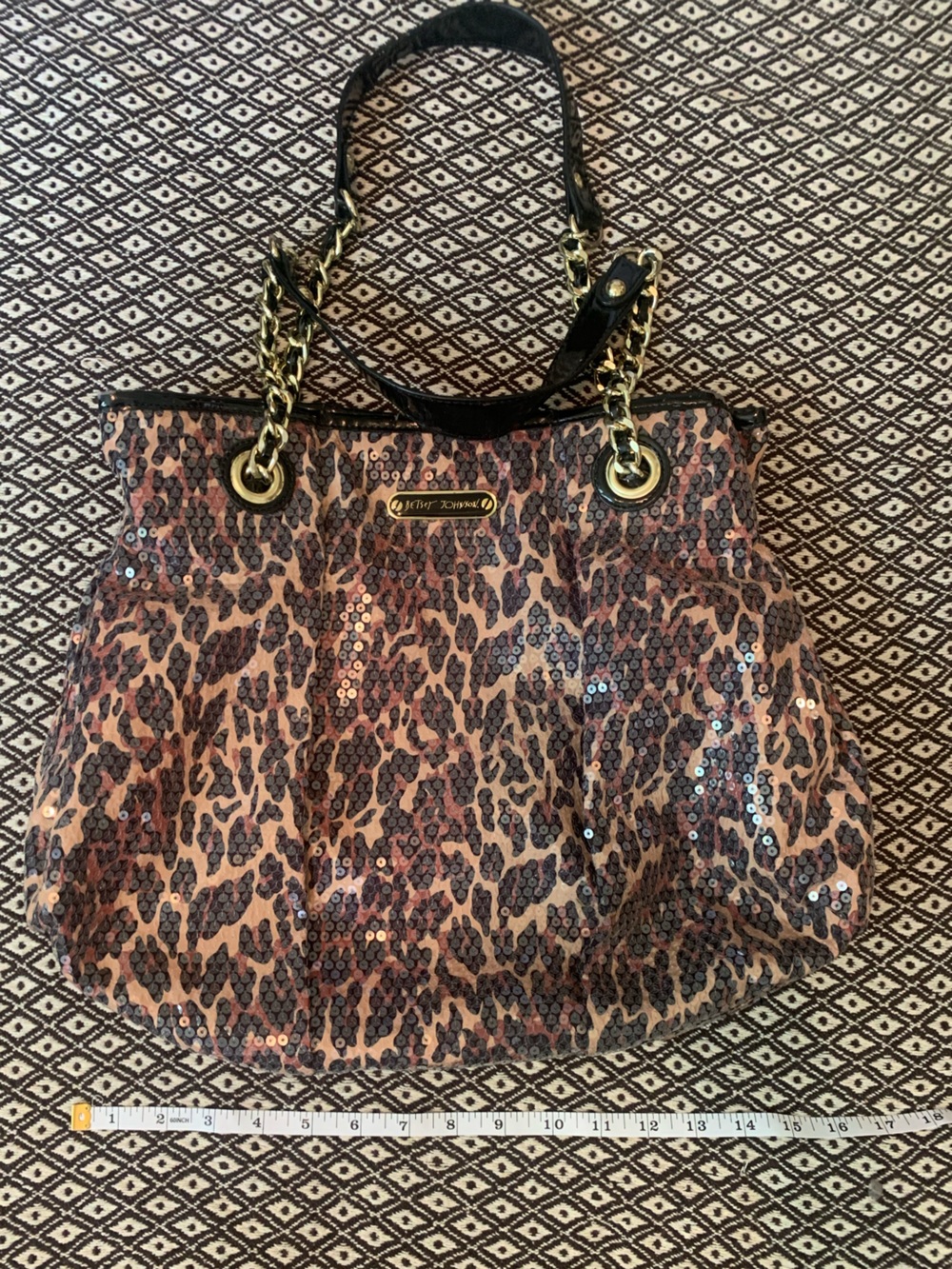 Betsey Johnson Leopard Sequin Tote Bag - brown